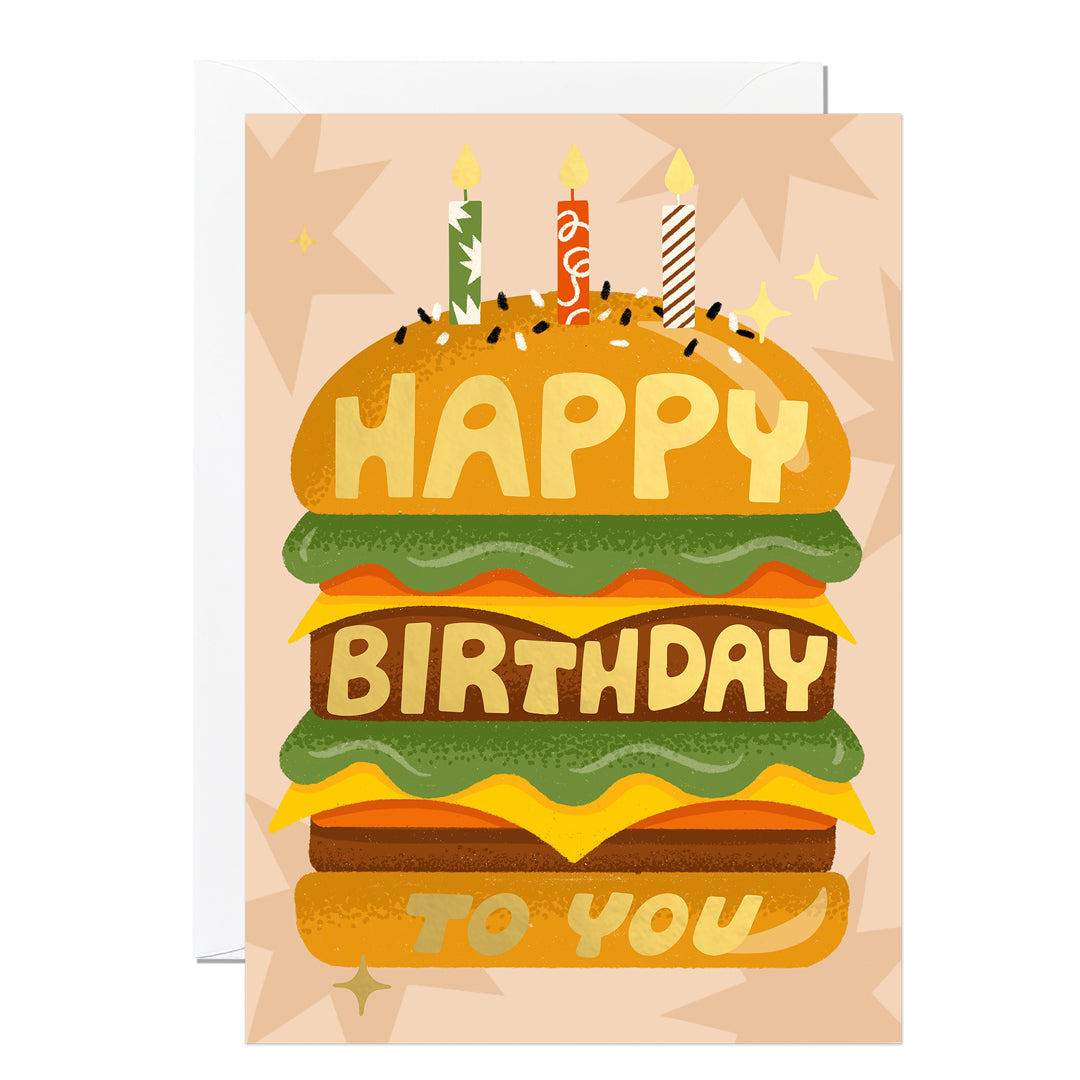 C345-Ricicle Cards-Burger Birthday-Card-Megan Roy