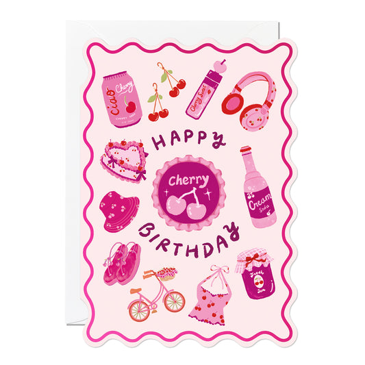 C388-Ricicle Cards-Happy Birthday Cherry-Card-Vivianne Lack