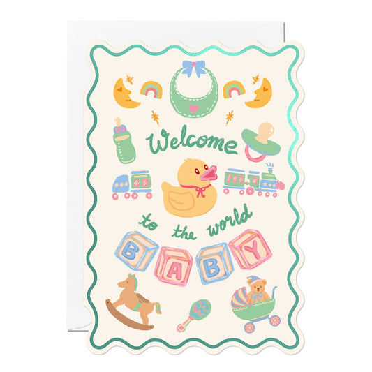 C391-Ricicle Cards-Welcome To The World Baby-Card-Vivianne Lack