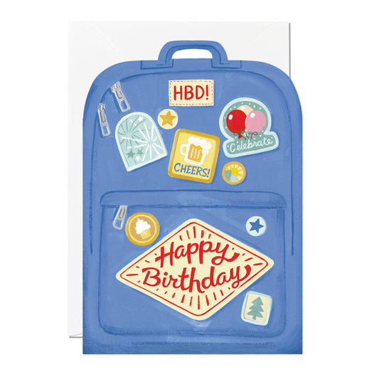 C398-Ricicle Cards-Backpack Birthday-Card-Jacqui Lee