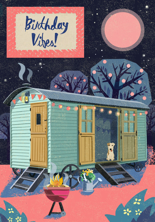 HV009-Rocket68-Birthday Vibes Shepherd�S Hut-Card-Happy Vans