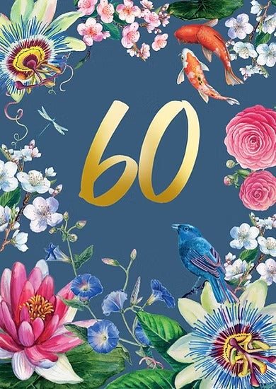 KIM019-Rocket68-60Th Birthday Floral-Card-Kimono