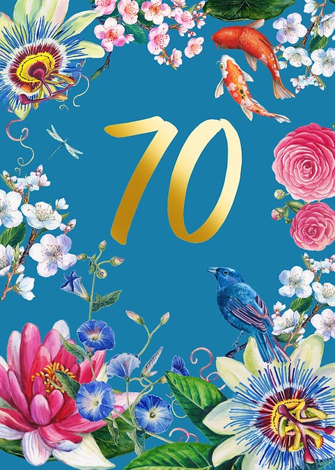 KIM020-Rocket68-70Th Birthday Floral-Card-Kimono