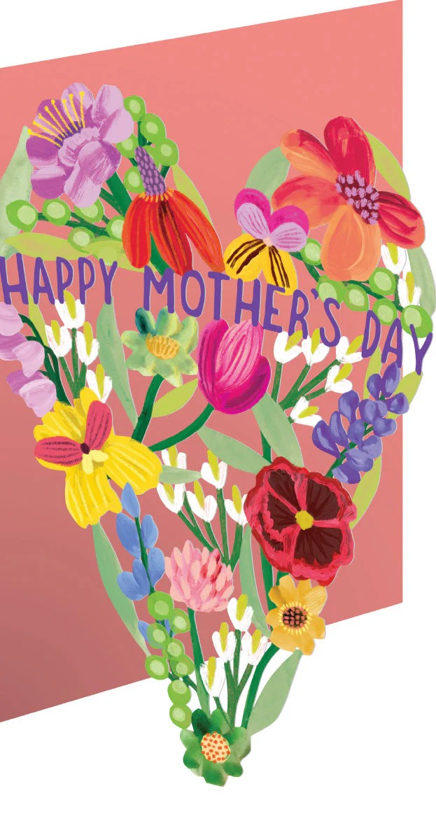 GC2464M-Roger La B-Mother'S Day Heart Of Flowers-Card-Lasercut