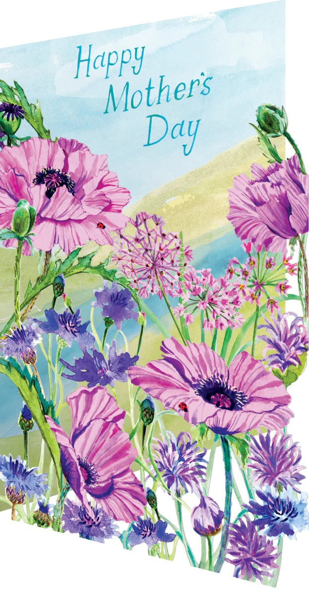 GC2466M-Roger La B-Pink Poppies Mother'S Day-Card-Lasercut