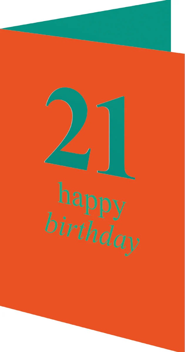 GCN483-Roger La B-21St Birthday Petite Lasercut Card-Card-Petite Lasercut Card