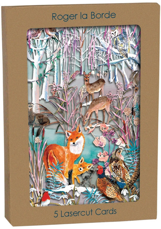 GCX1053P-Roger La B-Fox Laser-Xmas Card Pack-Wild Winter'S Song