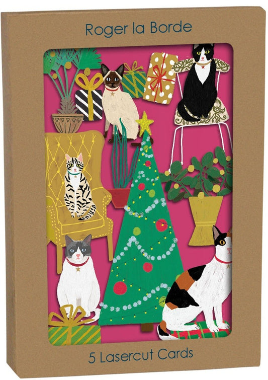 GCX1072P-Roger La B-Cosy Cats Laser-Xmas Card Pack-Cosy Cats