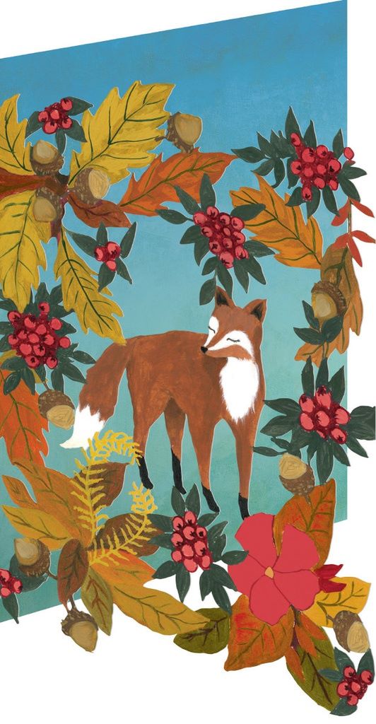 GCX1075-Roger La B-Enchanting Fox Laser-Xmas Card-Golden Bough