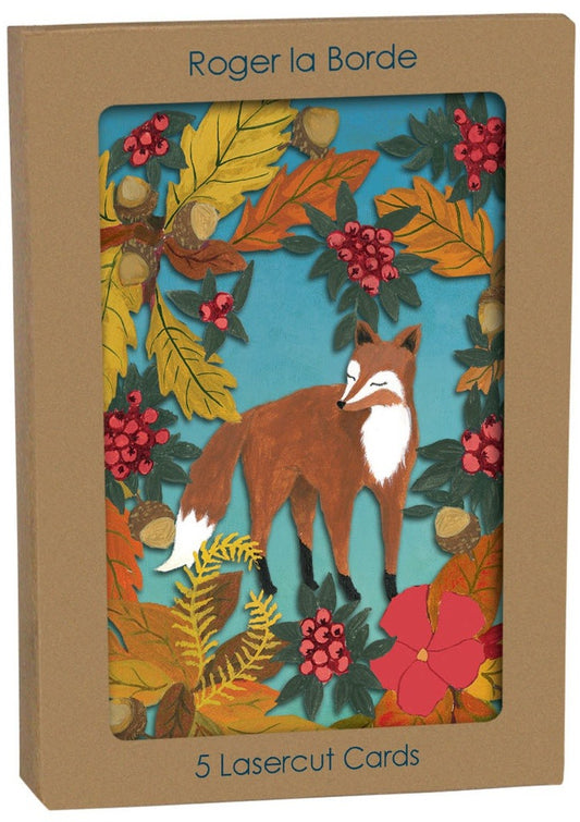 GCX1075P-Roger La B-Enchanting Fox Laser-Xmas Card Pack-Golden Bough