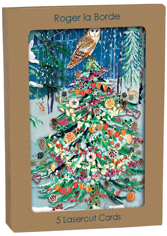 GCX1078P-Roger La B-Winter Solstice Tree Laser-Xmas Card Pack-Wild Winter'S Song