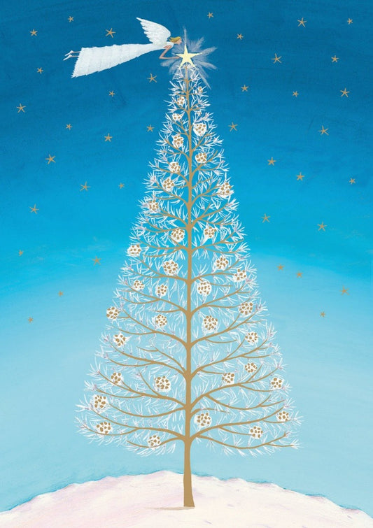 GCX1081-Roger La B-Starry Tree & Angel-Xmas Card-Angelic Antics