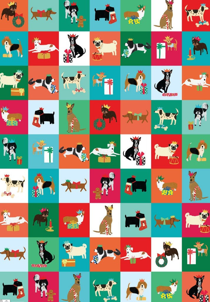 GWX236-Roger La B-Festive Dog Checkerboard-Xmas Wrap-Pooch Perfection