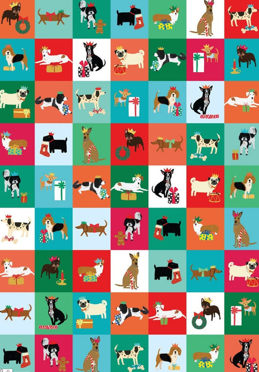 GWX236-Roger La B-Festive Dog Checkerboard-Xmas Wrap-Pooch Perfection