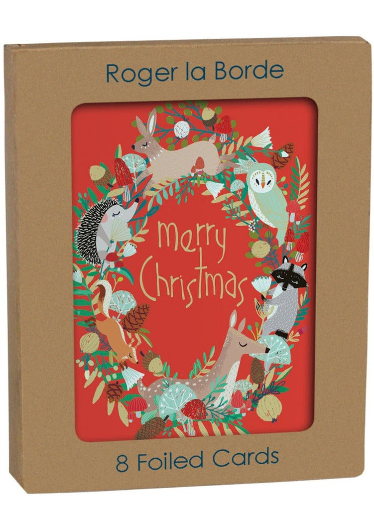 NMX014-Roger La B-Animal Wreath Petite-Xmas Card Pack-Snowy Sanctuary