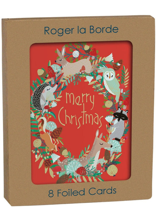 NMX014-Roger La B-Animal Wreath Petite-Xmas Card Pack-Snowy Sanctuary