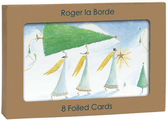 NSX863-Roger La B-Angels Carrying Tree-Xmas Card Pack-Angelic Antics