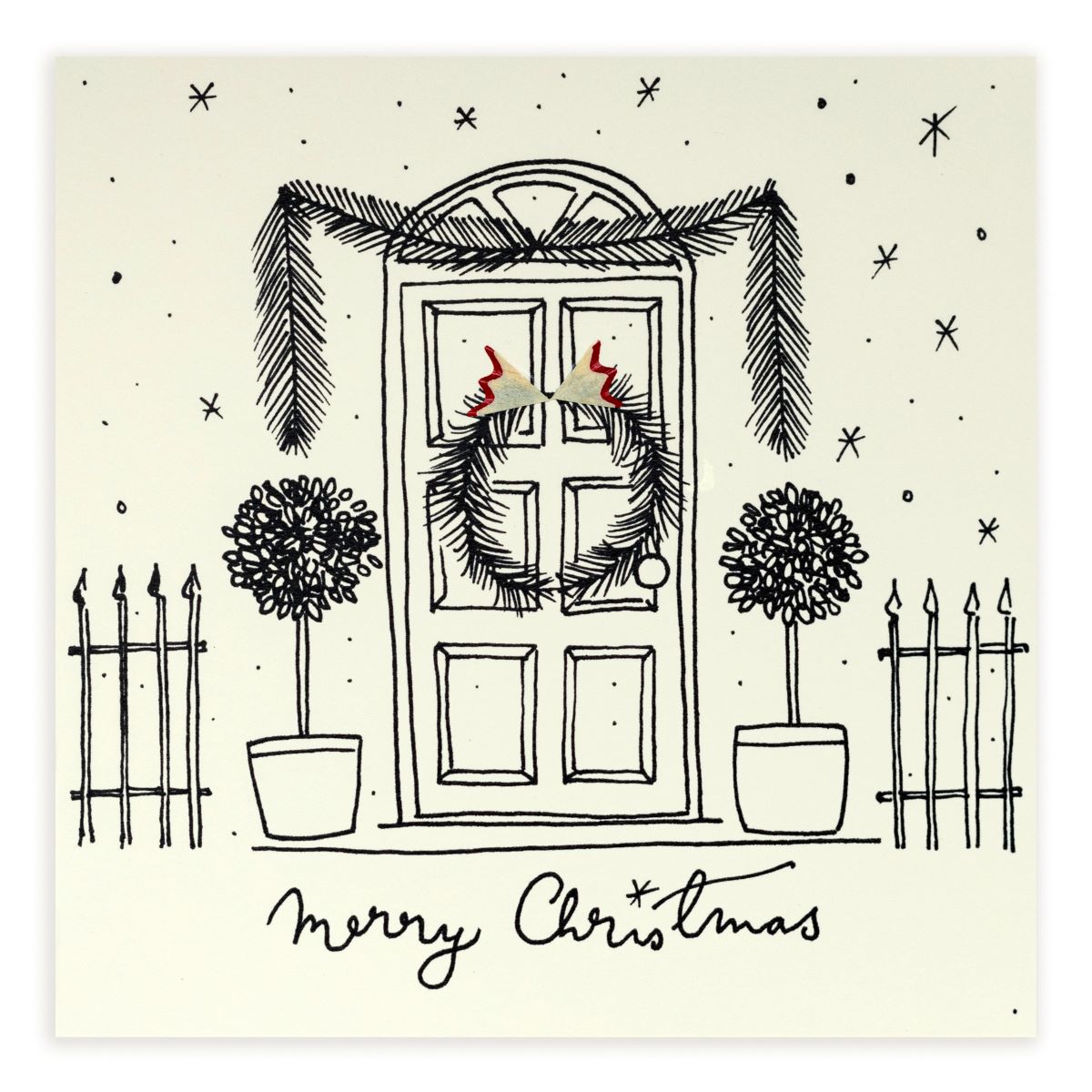 (238)PSC-CDW-Ruth Jackson-Christmas Door Wreath-Xmas Card-Pencil Shaving Cards