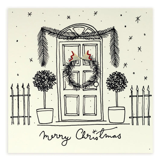 (238)PSC-CDW-Ruth Jackson-Christmas Door Wreath-Xmas Card-Pencil Shaving Cards