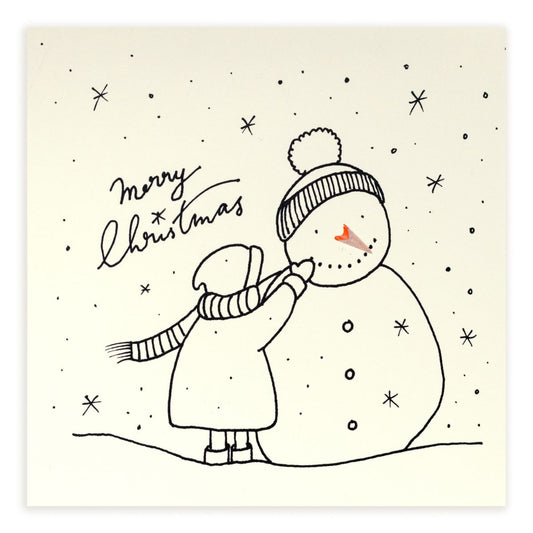 (239)PSC-CGS-Ruth Jackson-Christmas Girl Snowman-Xmas Card-Pencil Shaving Cards