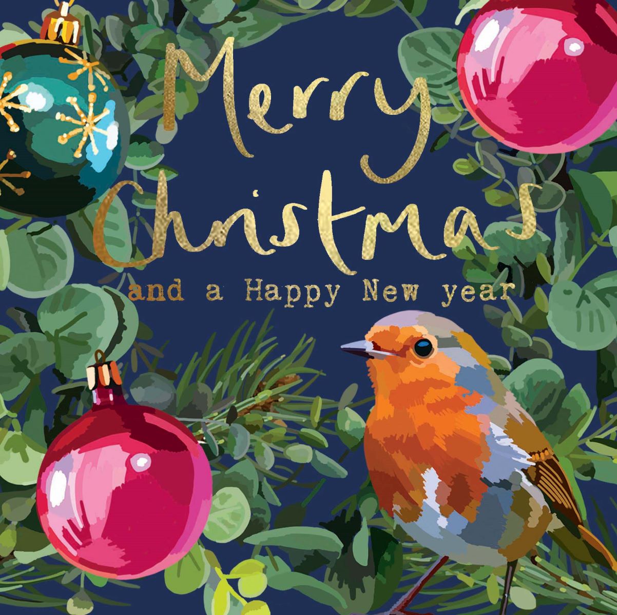 CH129-Sarah Kelleher-Merry Christmas Robin-Xmas Card-