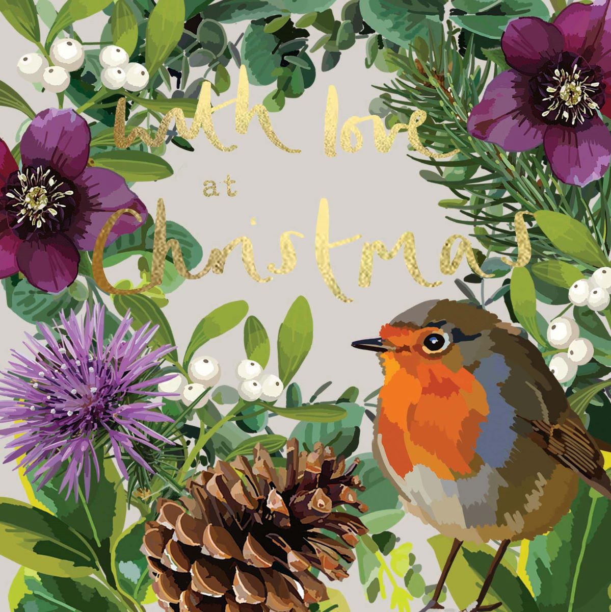 CH130-Sarah Kelleher-With Love At Christmas Robin-Xmas Card-
