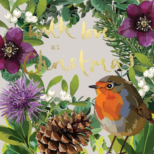 CH130-Sarah Kelleher-With Love At Christmas Robin-Xmas Card-
