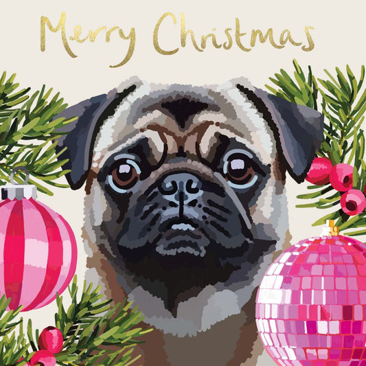 CP004-Sarah Kelleher-Merry Christmas Pug-Xmas Card-