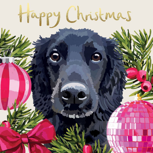 CP007-Sarah Kelleher-Happy Christmas Black Cocker Spaniel-Xmas Card-