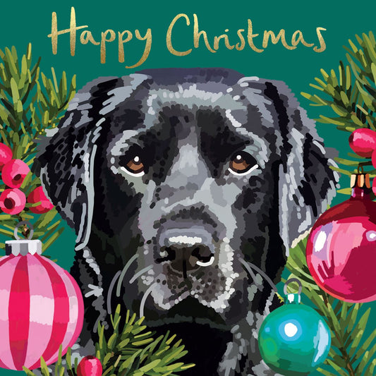 CP008-Sarah Kelleher-Happy Christmas Black Labrador-Xmas Card-