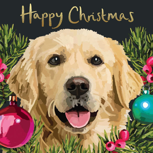CP009-Sarah Kelleher-Happy Christmas Golden Retriever-Xmas Card-