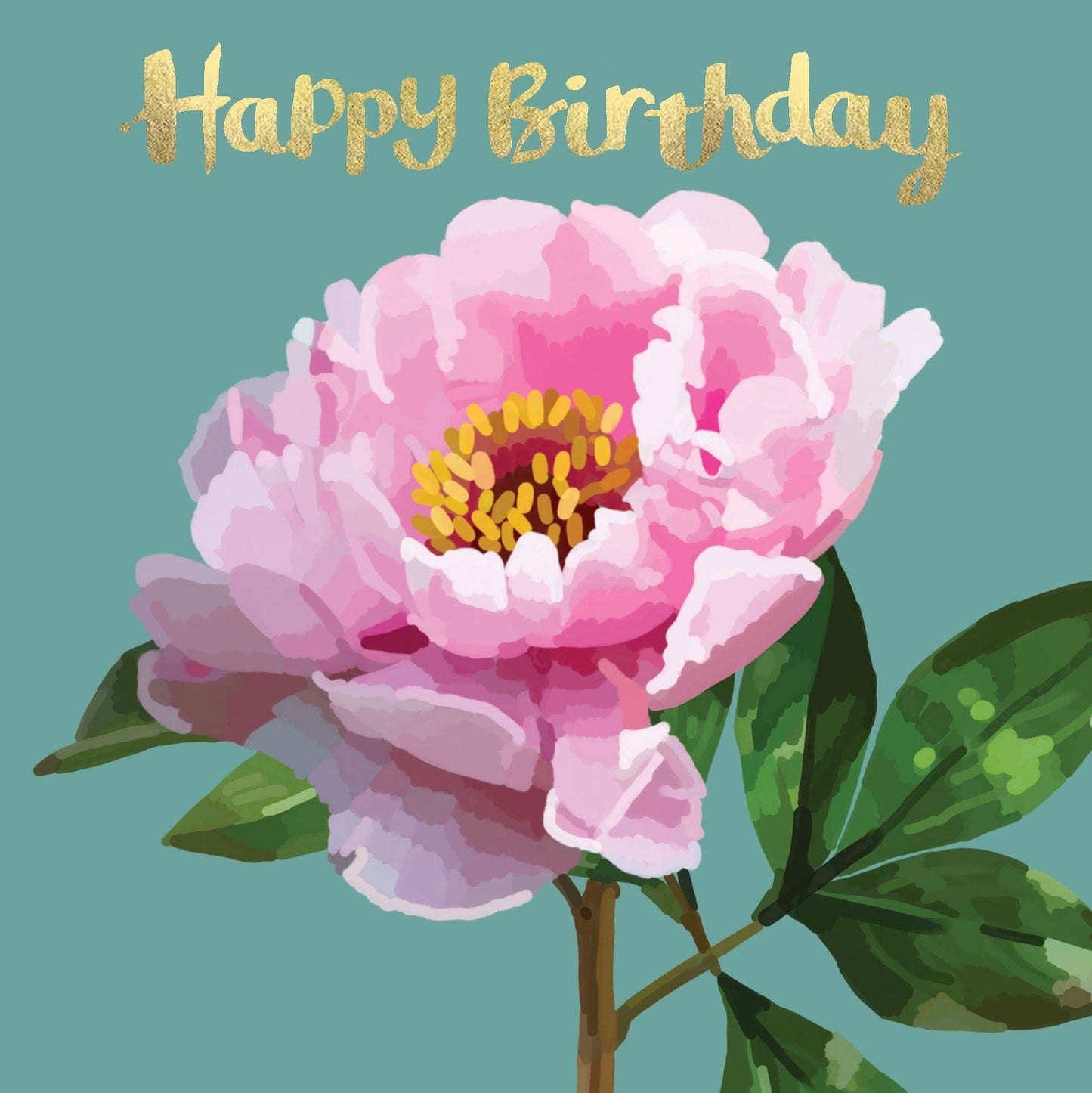 PN002-Sarah Kelleher-Happy Birthday 1 Pink Peony-Card-Peonies