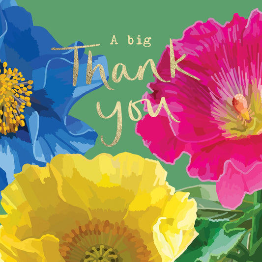 SF013-Sarah Kelleher-Thank You Poppies Green-Card-Summer Florals