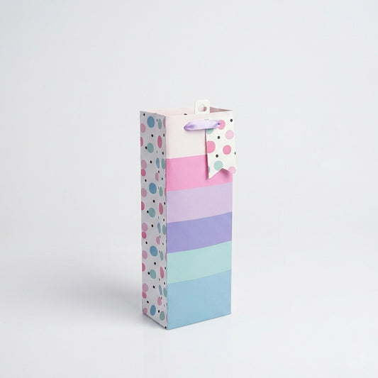 BB7409-Scarpa-Pink Rainbow And Spots Bottle Bag 355X85X130Mm-Gift Bag-