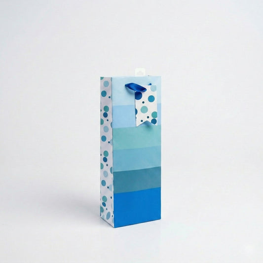 BB7416-Scarpa-Blue Rainbow And Spots Bottle Bag 355X85X130Mm-Gift Bag-