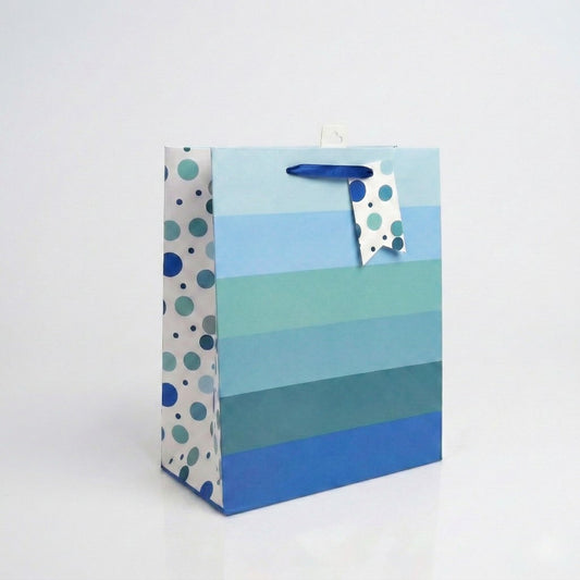 BM7270-Scarpa-Blue Rainbow And Spots Medium Gift Bag 330X140X265Mm-Gift Bag-