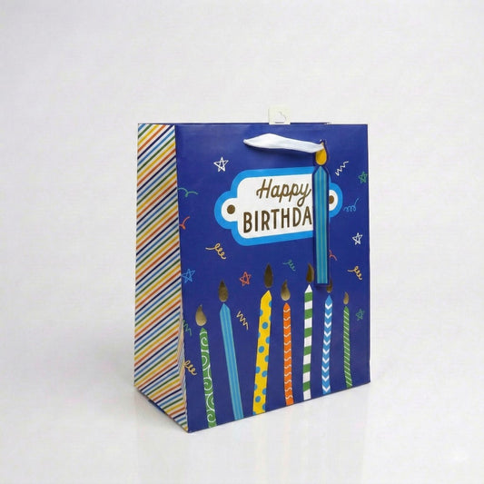 BM7355-Scarpa-Happy Birthday Candles Medium Gift Bag 330X140X265Mm-Gift Bag-