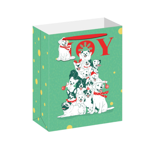 BMX5581-Scarpa-Festive Dogs Medium Gift Bag Medium Gift Bag 330X140X265Mm-Xmas Gift Bag-