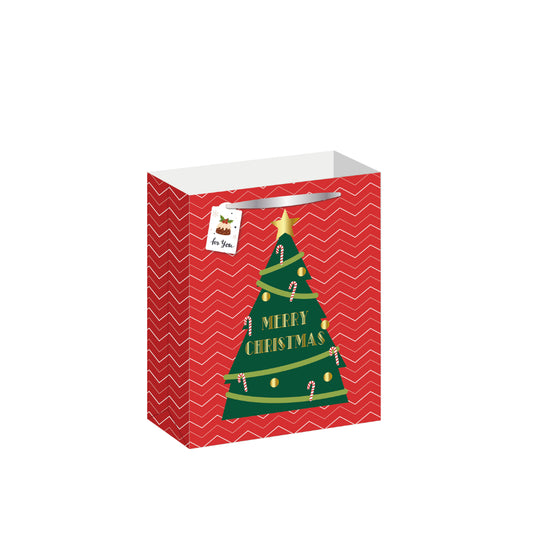 BSX5451-Scarpa-Red Christmas Tree Small Gift Bag 228X90X178Mm-Xmas Gift Bag-