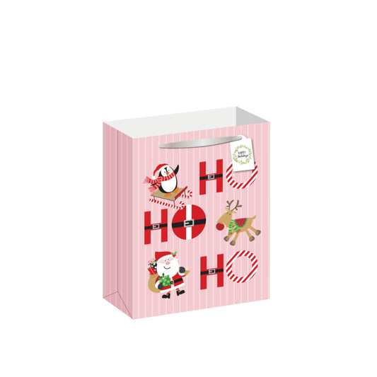 BSX5529-Scarpa-Pink Ho Ho H Small Gift Bag 228X90X178Mm-Xmas Gift Bag-