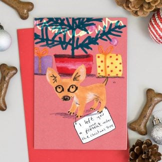 JOC0688-Scarpa Cards-Present Under The Tree-Xmas Card-Jo Clark