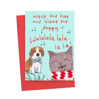 JOC0953-Scarpa Cards-Wreck The Tree And Blame The Doggy-Xmas Card-Jo Clark