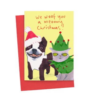 JOC1017-Scarpa Cards-We Woof You A Meowy Christmas-Xmas Card-Jo Clark