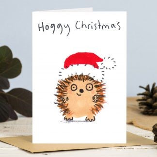 JOCHX002-Scarpa Cards-Hoggy Christmas Santa Hat-Xmas Card-Jo Clark