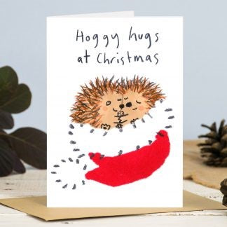 JOCHX006-Scarpa Cards-Hoggy Hugs At Christmas-Xmas Card-Jo Clark