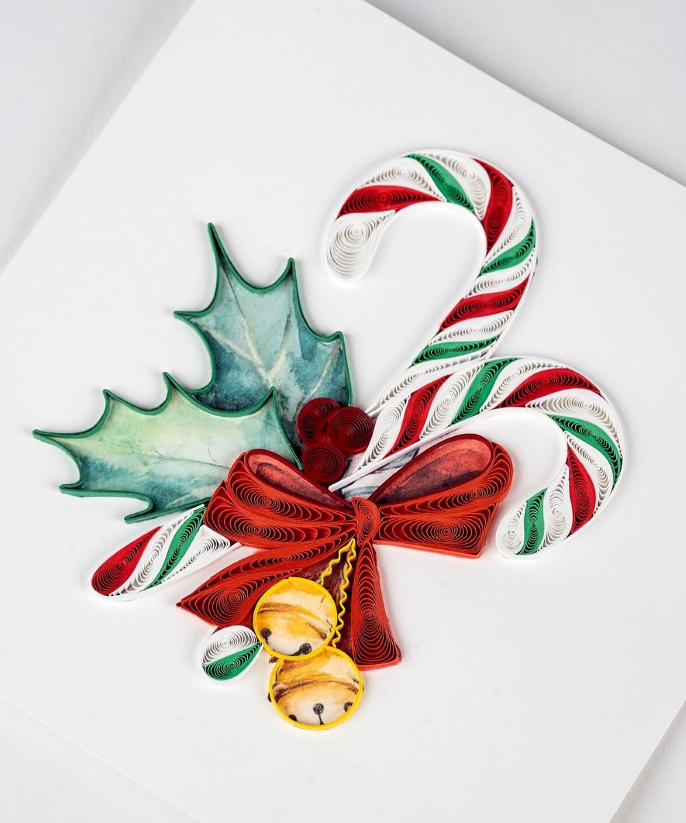 HD6019SN-Second Nature-Candy Canes-Xmas Card-Quilling Card Collection