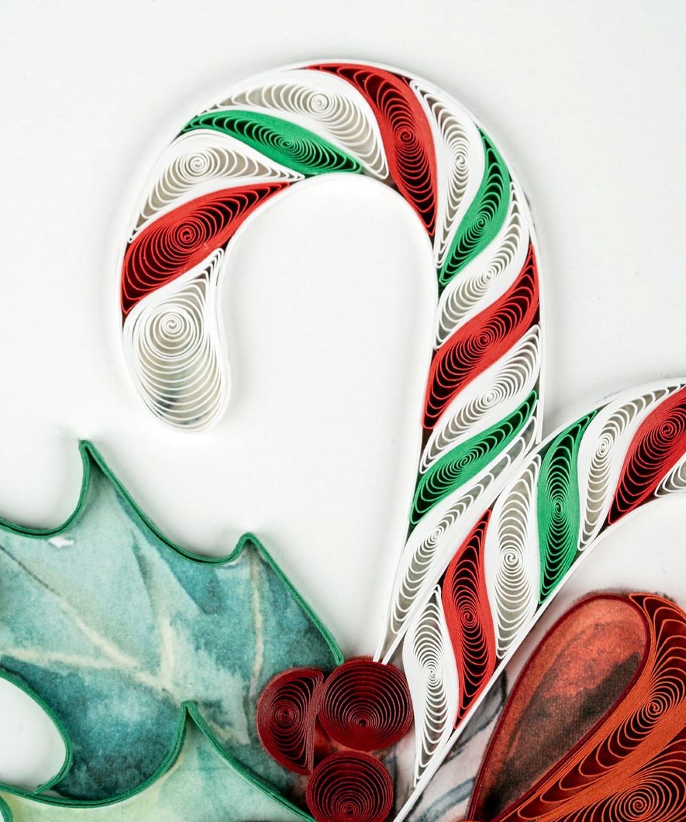 HD6019SN-Second Nature-Candy Canes-Xmas Card-Quilling Card Collection