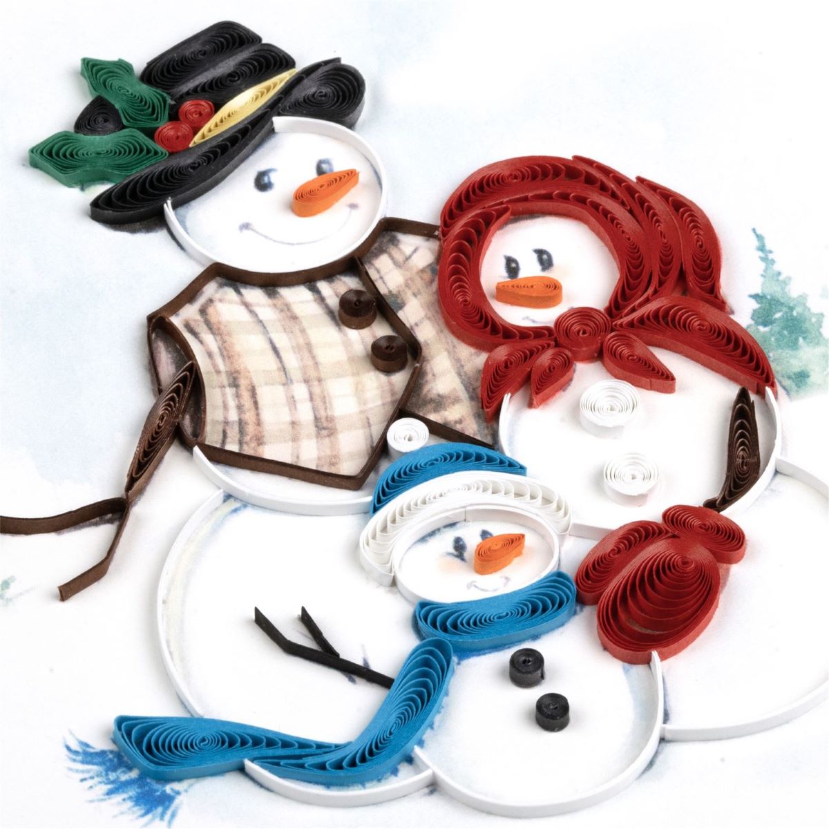 HD6035SN-Second Nature-Snow Family-Xmas Card-Quilling Card Collection