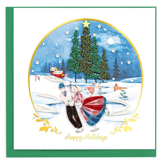 HD6058SN-Second Nature-Ice Skating-Xmas Card-Quilling Card Collection