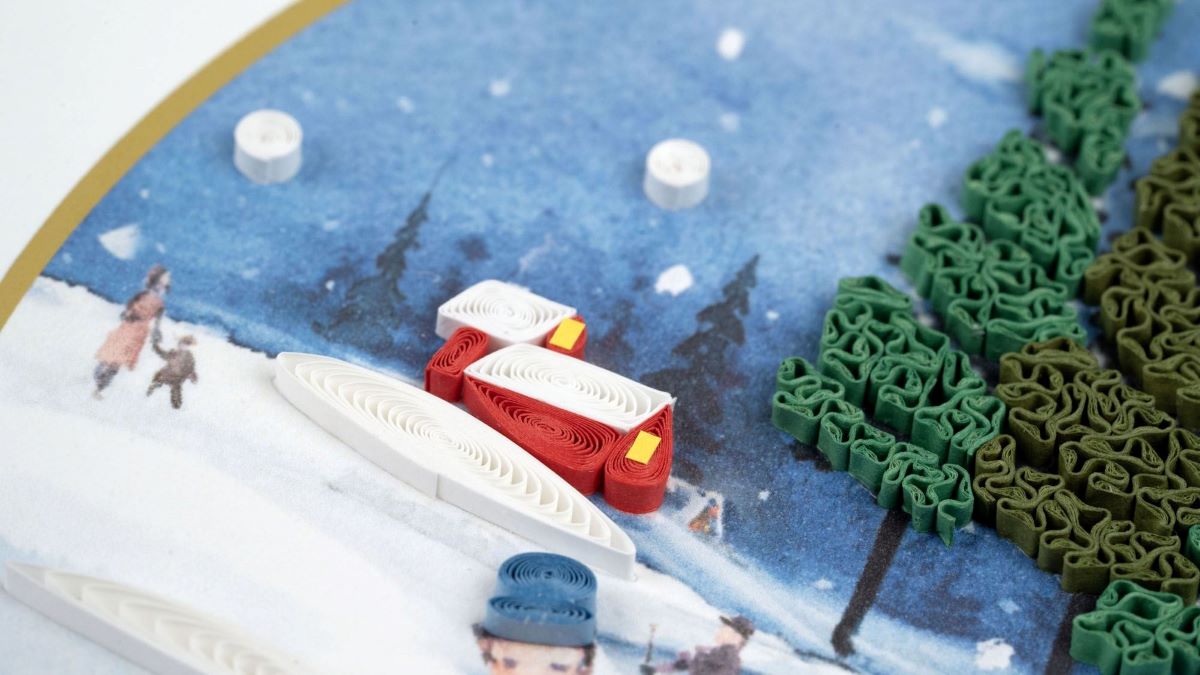 HD6058SN-Second Nature-Ice Skating-Xmas Card-Quilling Card Collection